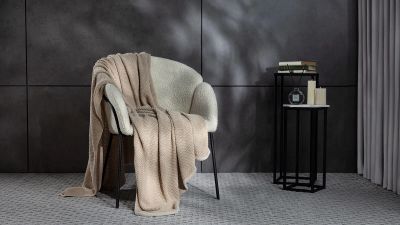 Лот: 24562734. Фото: 1. Вязаный плед Universal (петля... Пледы, покрывала