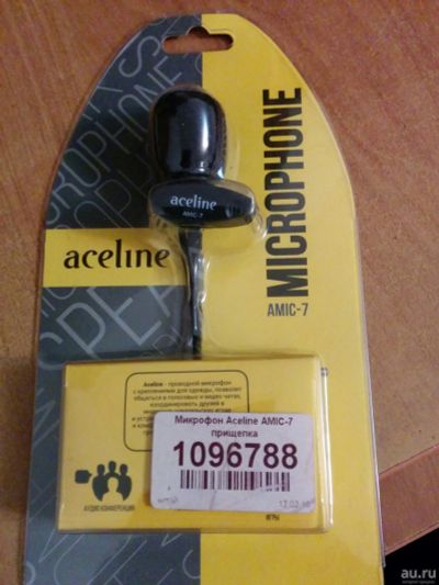 Лот: 14994843. Фото: 1. Микрофон Aceline AMIC-7 , прищепка... Динамики, микрофоны
