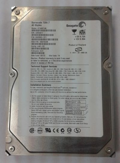 Лот: 9041637. Фото: 1. Жесткий диск ST340014A 40 Гб... Жёсткие диски (HDD)