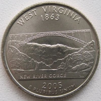 Лот: 6730500. Фото: 1. США 25 центов 2005. Западная Виргиния... Америка