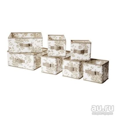 Лот: 13025309. Фото: 1. Коробка, 7 шт. - бежевый/белый... Корзины, контейнеры