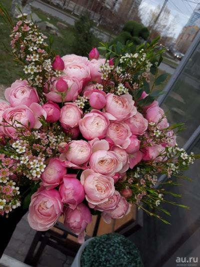Лот: 14857573. Фото: 1. Пионовидная Роза в букете с упаковкой. Свежие цветы