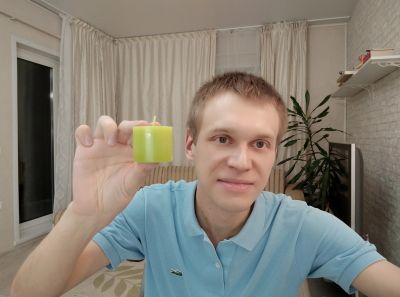 Лот: 15168071. Фото: 1. Зелёная свеча Икеа (см. видео... Свечи