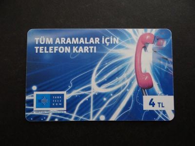 Лот: 7567586. Фото: 1. Телефонная карта TurkTelekom 4TL... Телефонные, пластиковые карты