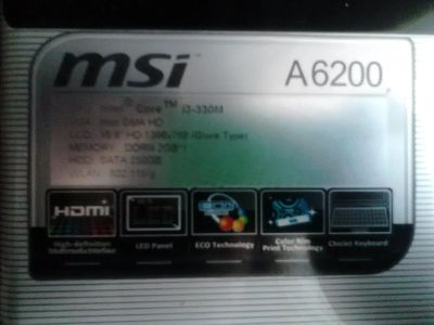 Лот: 4975311. Фото: 1. ноутбук msi a6200(нерабочий). Ноутбуки