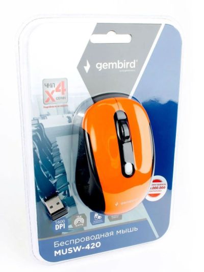 Лот: 22149744. Фото: 1. МЫШЬ БЕСПРОВОДНАЯ GEMBIRD MUSW-420... Клавиатуры и мыши