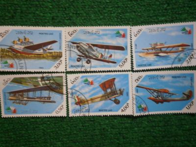 Лот: 9676572. Фото: 1. Марки, Авиация, Лаос, 1985. Марки