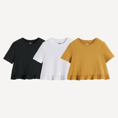 Лот: 25397943. Фото: 1. Комплект из 3 футболок с LaRedoute. Гирлянды, шарики, новогодние аксессуары