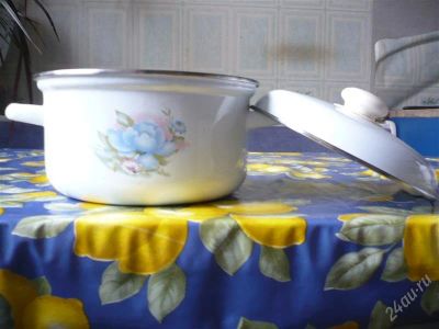 Лот: 2236301. Фото: 1. Кастрюля большая эмалированая. Сковороды и сотейники
