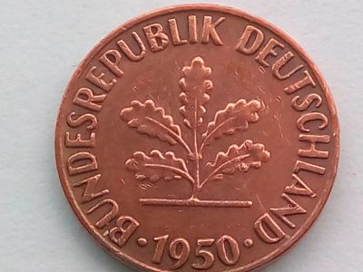 Лот: 19829822. Фото: 1. Монета Германии 1 пфенниг, 1950... Германия и Австрия