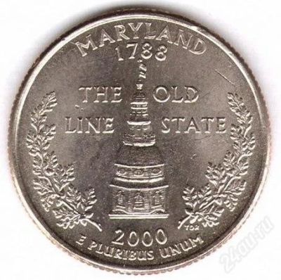 Лот: 1689675. Фото: 1. Квотер США Maryland 1788 (2000... Америка