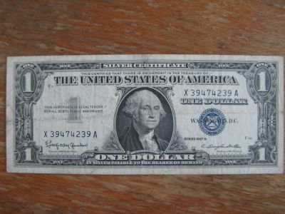 Лот: 16325506. Фото: 1. США 1 доллар 1957 года. Серебряный... Америка