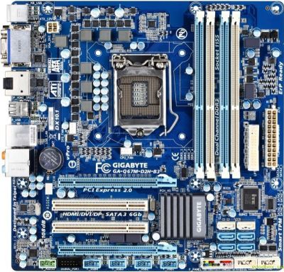 Лот: 7987639. Фото: 1. Gigabyte GA-Q67M-D2H-B3. Материнские платы