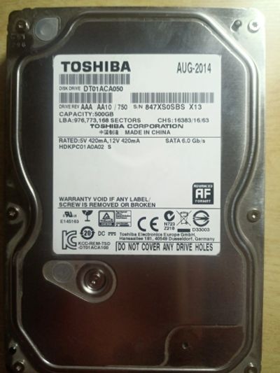 Лот: 18384362. Фото: 1. Жесткий диск 500 Gb Toshiba 3... Жёсткие диски (HDD)