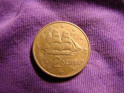 Лот: 4979031. Фото: 1. 2 евроцента 2011, Греция, корвет. Европа