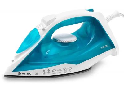 Лот: 25896851. Фото: 1. Утюг Vitek VT-8336 белый/бирюзовый. Утюги, парогенераторы, отпариватели