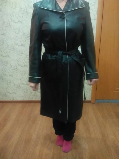 Лот: 7439051. Фото: 1. Кожаное пальто. Верхняя одежда