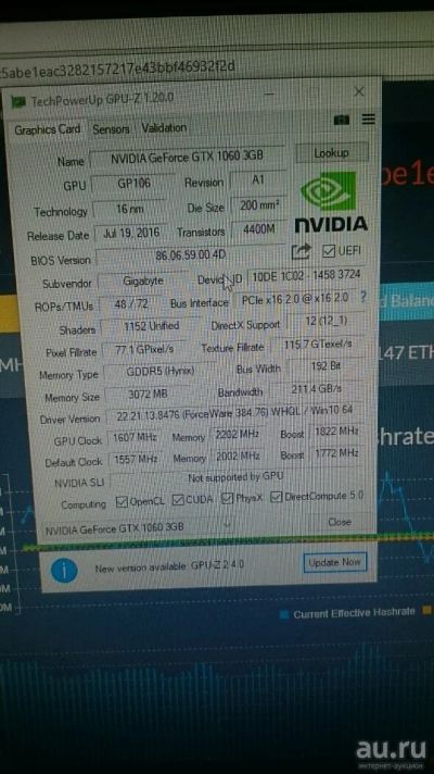 Лот: 10360837. Фото: 1. Gigabyte GTX1060 3Gb. Видеокарты