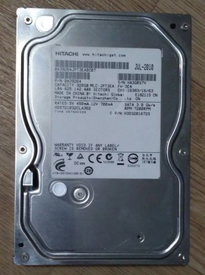 Лот: 12740594. Фото: 1. HDD Hitachi 320GB - 7200rpm 3... Жёсткие диски