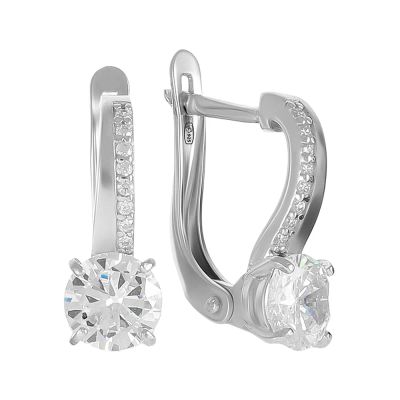 Лот: 23897375. Фото: 1. Серьги TALANT из серебра с фианитами. Серьги, каффы