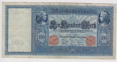 Лот: 11384740. Фото: 1. Германия 100 марок 1910г. очень... Европа