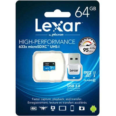 Лот: 8292556. Фото: 1. Lexar 633x 64GB MicroSDXC UHS-I... Карты памяти