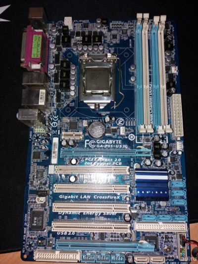 Лот: 12982566. Фото: 1. Материнская плата gigabyte ga-p55-us3l... Материнские платы