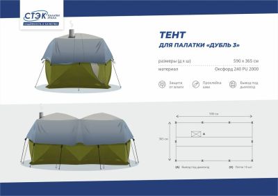 Лот: 21258734. Фото: 1. Тент влагозащитный СТЭК КУБ-3... Палатки, тенты