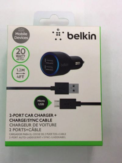 Лот: 10692768. Фото: 1. АЗУ Belkin 2USB 2.1A+2.1A +кабель... Зарядные устройства, блоки питания, адаптеры сетевые для смартфонов