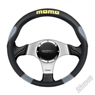 Лот: 5592860. Фото: 1. Кожаная оплётка MOMO-305 BK/GY... Чехлы, коврики, оплетки руля