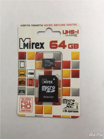 Лот: 10762998. Фото: 1. 64Gb MicroSD Mirex+SD адаптер... Карты памяти
