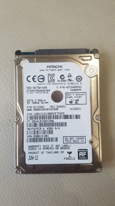 Лот: 16817764. Фото: 1. Жесткий диск 2,5" на ноутбук 640гб. Жёсткие диски (HDD)