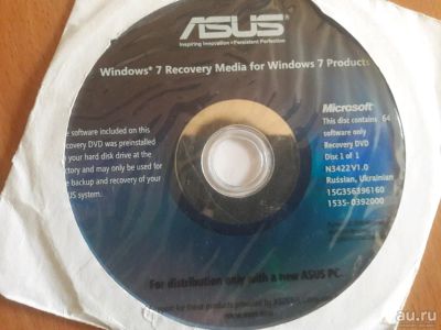 Лот: 13075471. Фото: 1. ASUS DVD Recovery Windows 7... Системные