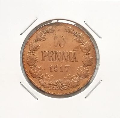 Лот: 20425195. Фото: 1. 10 пенни 1917 года. Русская Финляндия... Россия до 1917 года