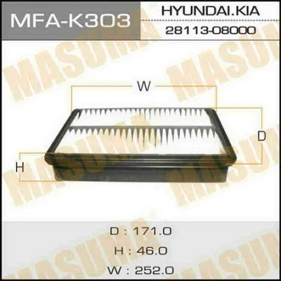 Лот: 18593778. Фото: 1. Воздушный фильтр masuma hyundai... Расходные материалы