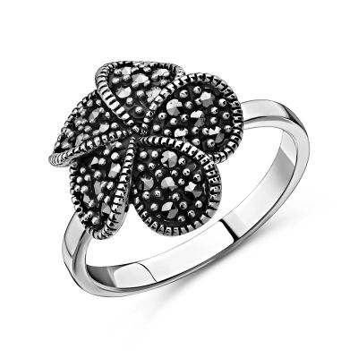 Лот: 23804333. Фото: 1. Серебряное кольцо с марказитами. Кольца, перстни