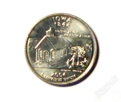 Лот: 2334340. Фото: 1. США. 25 центов 2004 г.Айова (253... Америка