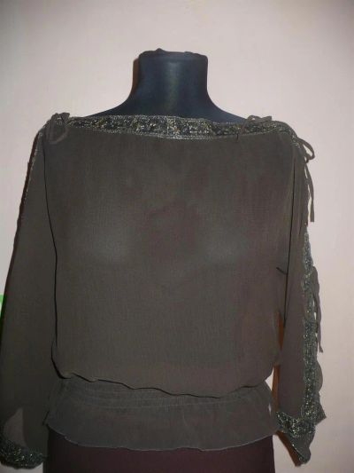 Лот: 2469663. Фото: 1. Блуза коричневая на резинке р-р... Блузы, рубашки
