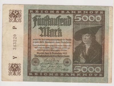 Лот: 11361593. Фото: 1. Германия 5000 марок 1922г. Европа