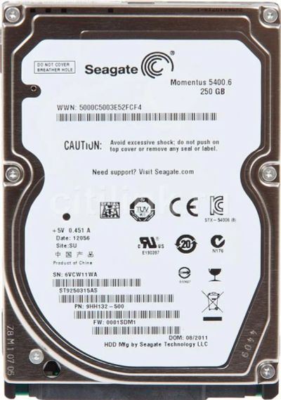 Лот: 4361168. Фото: 1. HDD для ноутбука 250Gb SATA III... Жёсткие диски (HDD)