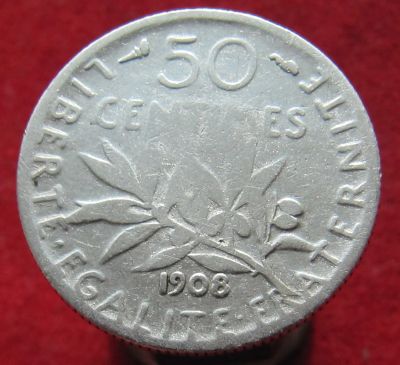 Лот: 14995705. Фото: 1. Серебро. Франция 50 сантимов... Остальные страны