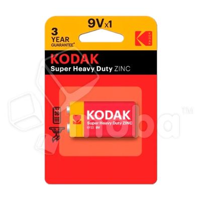 Лот: 19441563. Фото: 1. Батарейка Крона 6F22 Kodak 9V. Батарейки, аккумуляторы, элементы питания