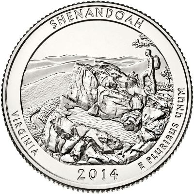 Лот: 10840995. Фото: 1. США 25 центов 2014 год. Национальный... Америка