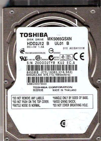Лот: 3435476. Фото: 1. Жесткий диск 2,5.Toshiba HDD-500G. Жёсткие диски (HDD)