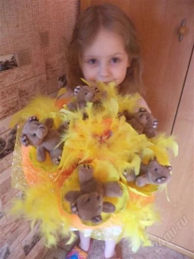Лот: 2792646. Фото: 1. букет из игрушек желтый мишки... Сувенирные мелочи