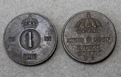 Лот: 23275479. Фото: 1. Швеция 1 эре 1955 года. Европа