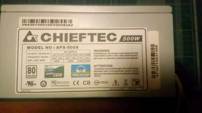 Лот: 10304700. Фото: 1. Блок питания chieftec 500w. Корпуса, блоки питания