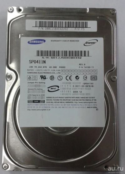 Лот: 8256751. Фото: 1. Жесткий диск Samsung SP0411N 40... Жёсткие диски (HDD)