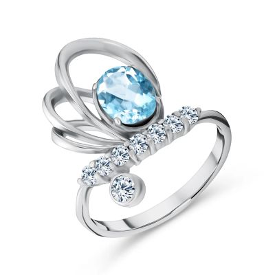 Лот: 23799512. Фото: 1. Серебряное кольцо с топазом и... Кольца, перстни