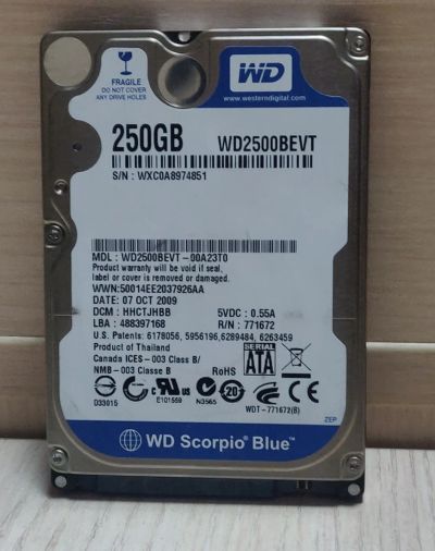 Лот: 19493428. Фото: 1. HDD для ноутбука 2.5",250 Гб... Жёсткие диски (HDD)